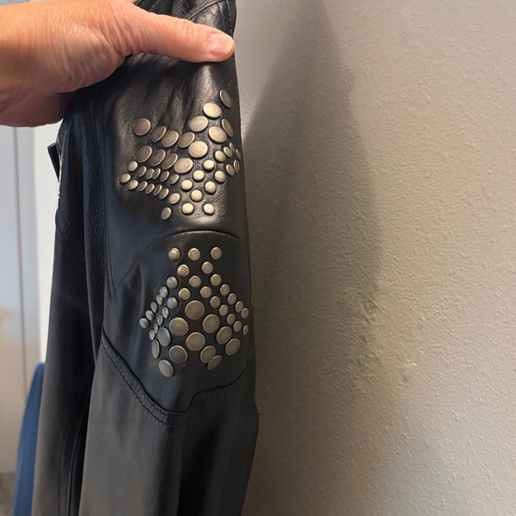Tribal Black Leather Stud-Accent Moto Jacket - Picture 3 of 8